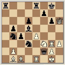 Topalov Adams Réti-systeem met Dame Indische opbouw Pg1-f3 1 Pg8-f6 c2-c4 2 e7-e6 Pb1-c3 3 c7-c5 g2-g3 4 b7-b6 Lf1-g2 5 Lc8-b7 0-0 6 Lf8-e7 Tf1-e1 7 Pf6-e4 d2-d4 8 Pe4xc3 b2xc3 9 Lb7-e4 Lg2-f1 10