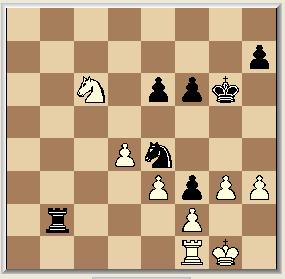 Een interessante stelling, die ruimte laat voor een planmatige aanpak: Als de zwarte koning naar d3 oprukt, duikt een tactische finesse op met Pxg3-fxg3- Tg2- Kh1- Ke2, de troef zettend op de f-pion.