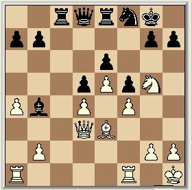 Gebruikelijk is hier 14..., Le7 Bij Kramnik Bareev, Bugojno 1999. koos zwart voor 14, h6 en na 15. Pe1, Lxe1 16. Txe1, Lg6 17. Le2, Tc8 18. Ld2, Pb8 19. a5, De7 20. Tec1, Dd7 21. Lb4, Txc1 22.