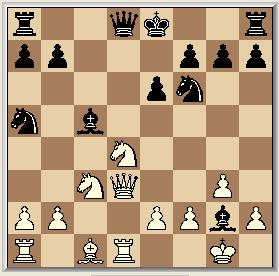 11. dxc5, Lxc5 12. Dc3 overleefde zwart interessante complicaties: 12, Tc8 13. Dxg7, Lf8 14. Dg5, Dxg5 15. Lxg5, Lg7 16. Pbd2, h6 17. Lf4, Lxb2 en het spel werd klaarblijkelijk als remise beschouwd.