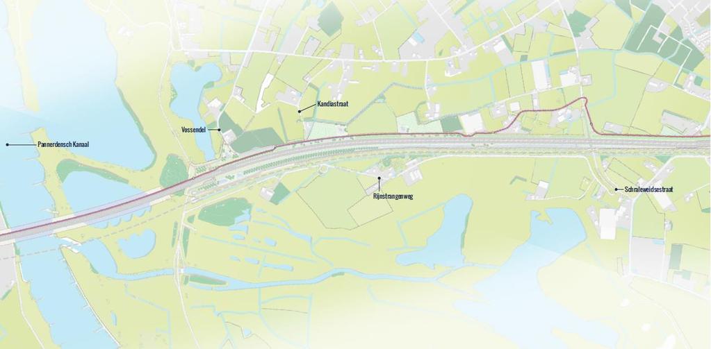 Na de oversteek van het Pannerdensch Kanaal zal de Loodijk bij Groessen (gemeente Duiven) straks ónder de nieuwe A15 en de snelfietsroute door lopen.