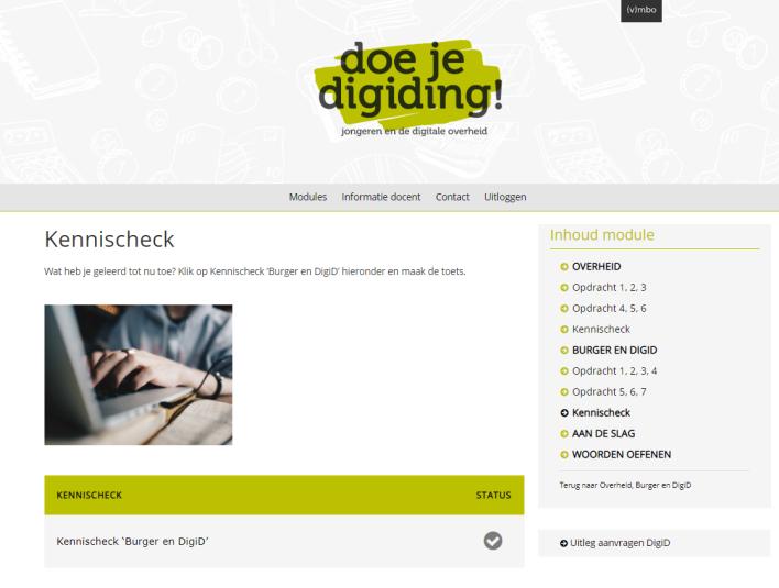 Activiteit Screenshot Duur 5 Voordat de leerlingen de kennischeck gaan doen die hoort bij het wteede onderdeel, bespreekt de docent klassikaal opdrachten 1 t/m 7 kort.