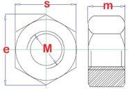 MOEREN 821 ZESKANTMOER DIN 934 - EN ISO 4032 Materiaal : Staal 8 Oppervlak : Verzinkt Type : Standaard m max. s max.