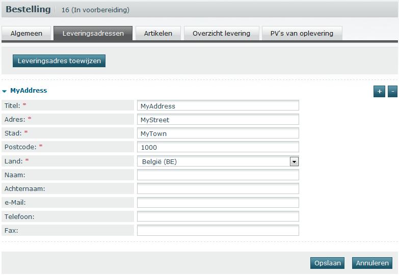 4.4 Bestelling: Leveringsadressen In e-catalogue worden gegevens van aanvragers bewaard bij de artikelen.