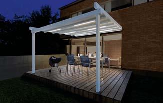 PERGOLA SUNRAIN L Het terrasvouwdak voor zo e rege 1300 650 7 9 Steeds meer mese zij graag buite. Café e restauratbezoekers geve de voorkeur aa ee rustig, beschut plekje om te geiete.