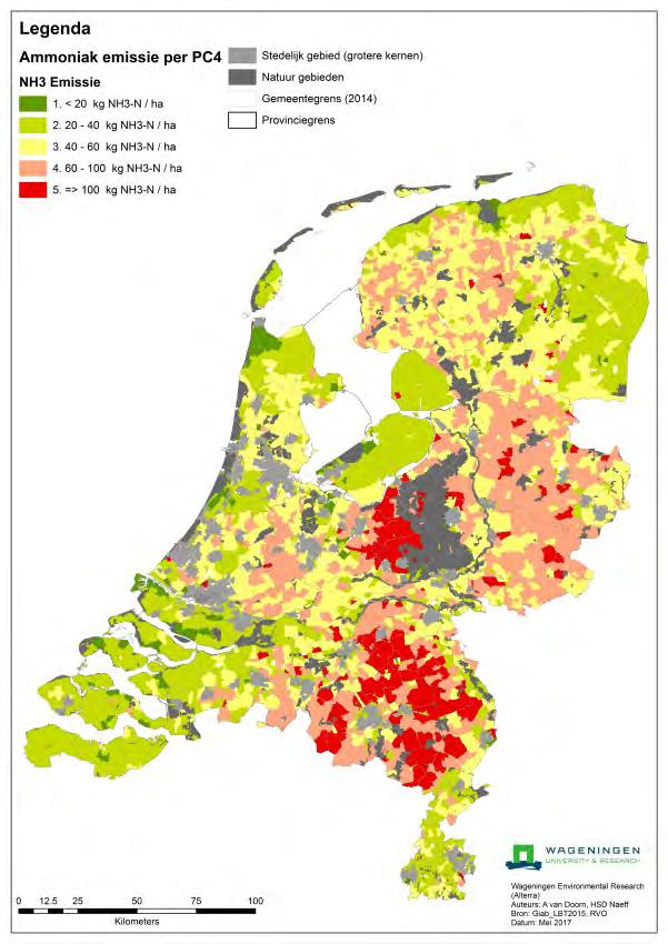 A Directe betalingen vanuit het GLB, in euro per hectare (gegevens afkomstig van RVO.nl) B Aandeel boerenland met hoge natuurwaarden (bron: Doorn et al.