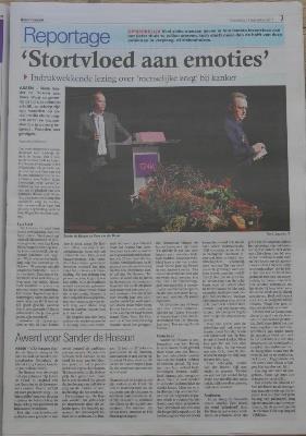 In de Pers In de Asser Courant van donderdag 21 september verschijnt een artikel van Robbert Willemsen. Stortvloed aan emoties.
