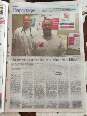 In de Asser Courant van donderdag 20 juli verschijnt een artikel van Robbert Willemsen. Juiste zorg rond kanker in emotionele achtbaan.