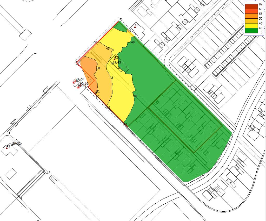 Berekeningsresultaten De berekeningen zijn uitgevoerd ter plaatse van de bestaande woningen aan de hand van beoordelingspunten.