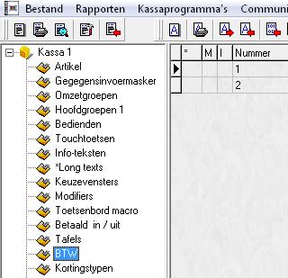 Selecteer de hoofdkassa en druk op