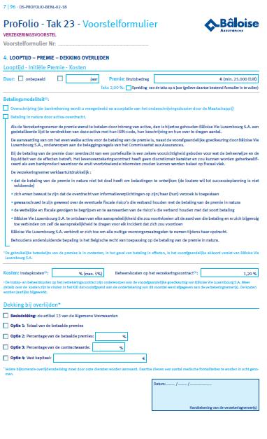 Cash : rekening wordt u medegedeeld na acceptatie dossier Effecten : gelieve procedure te volgen Indien spreiding taks over 4 jaar