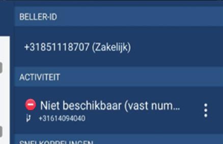 Je kunt uit de volgende opties kiezen: Beschikbaar Niet beschikbaar (vast nummer) Niet beschikbaar (mobiel en vast nummer).