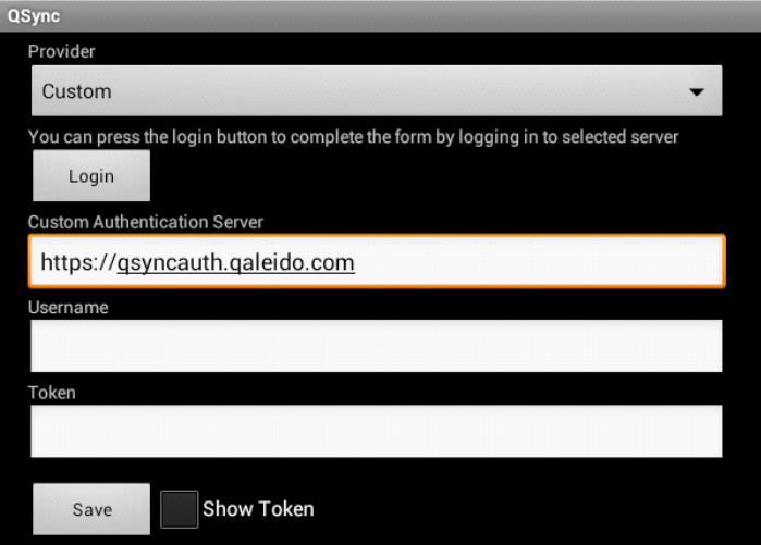 Provider: Custom Custom Authentication Server: https:/qsyncauth.qaleido.