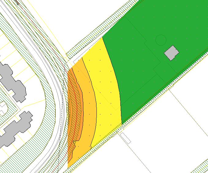 10 Akoestisch onderzoek Figuur 4.2 Geluidsbelasting ten gevolge van het verkeer op de Zuidelijke Randweg op een maatgevende waarneemhoogte van 7,5 m 4.2. Geluidsreducerende maatregelen Ten gevolge van het verkeer op de Zuidelijke Randweg wordt de voorkeursgrenswaarde van 48 db overschreden.