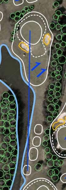 Cromstrijen hole 11: voorstel Renoveer beide green bunkers en maak ze iets grilliger qua vorm en iets beter zichtbaar Breid het korte gras