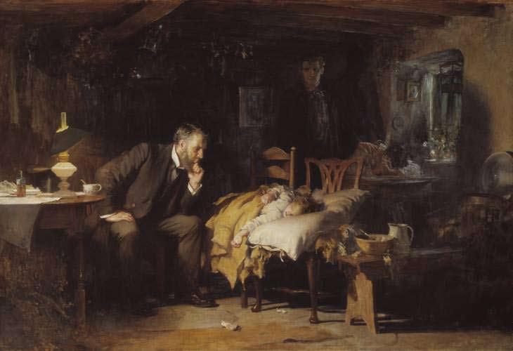Sir Luke Fildes The doctor (voor het eerst getoond in 1891)