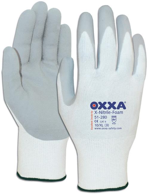 Handschoen Oxxa X-nitril-foam 51-280 De handschoenen X-nitril-foam van Oxxa zijn comfortabele werkhandschoenen met een uitstekende beweeglijkheid.