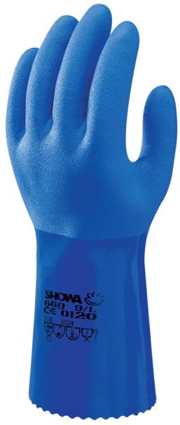Spuithandschoen Showa 660 blauw - De Showa 660 handschoen is een spuithandschoen en gemaakt van katoenbreiwerk en heeft een volledige PVC-coating over de gehele hand - De handschoen