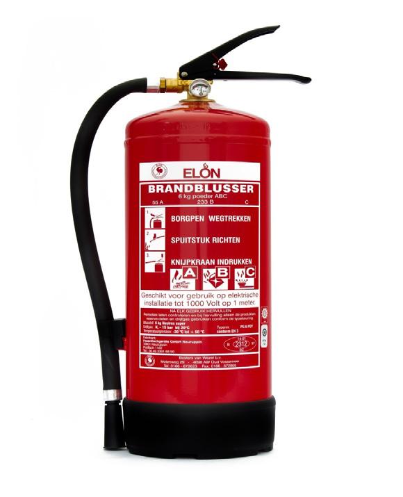Brandblusser poeder 6 kg ABC De poederbrandblussers kunnen gebruikt worden voor brandklasse A, B en C.