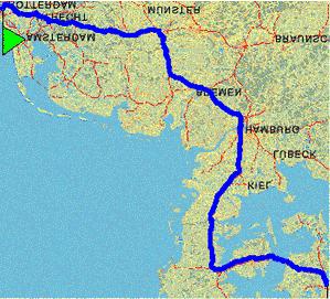 Route naar Taastrup Er zijn 2 opties: Route 1: via de brug over de Støre Belt Route 2: via de veerboot Puttgarden-Rødby Route 1 Reistijd: 8 h 45 min (950 ) *) Kosten Støre Belt brug: 240 DK (=