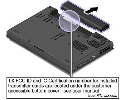 De labels met het FCC-ID en het IC-certificeringsnummer zijn bevestigd op de draadloos-lan-kaart 1 en de draadloos-wan-kaart 2 die zijn geïnstalleerd in uw computer.