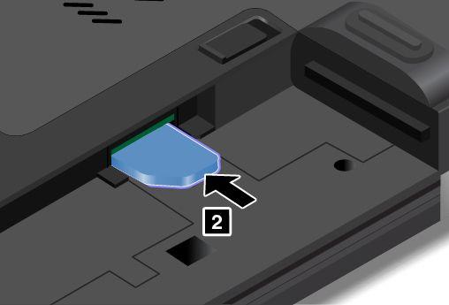 4. Steek de nieuwe SIM-kaart stevig in de sleuf. Opmerking: Zorg dat u de SIM-kaart helemaal in de sleuf schuift. 5. Installeer de batterij. Zie 'De batterij verwisselen' op pagina 73. 6.