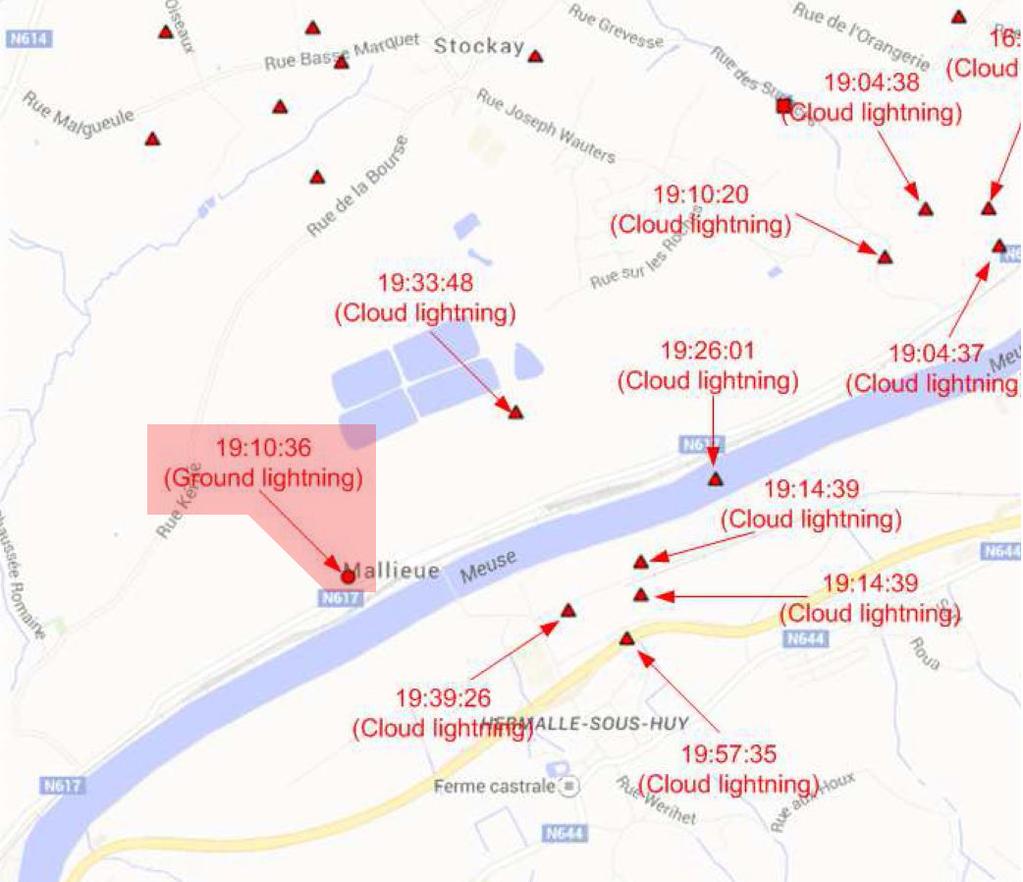 SAMENVATTING Ingevolge onweders die zich op 5/06/2016 omstreeks 19u00 voordeden, heeft een blikseminslag verschillende storingen aan de seingeving van lijn 125 ter hoogte van Hermalle-sous-Huy