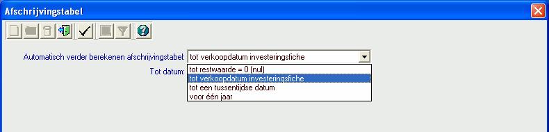 Afschrijvingen - Afschrijvingen 3.5. Opmaak afschrijvingstabel: Automatisch 3.5.1. Voor één investering Via de knop [Afschr.