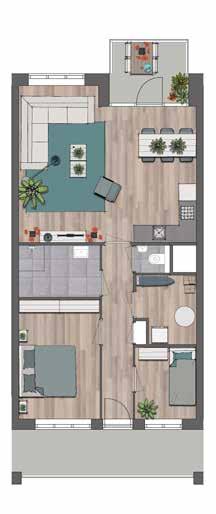 17 Balkon 6 m2 2e verdieping Duurzaam: 5 eigen zonnepanelen Ruime woonkamer met open keuken 2 ruime slaapkamers Keukencheque 2500,- 2855 mm 1100 mm 2155 mm Badkamer met inloopdouche en wastafel