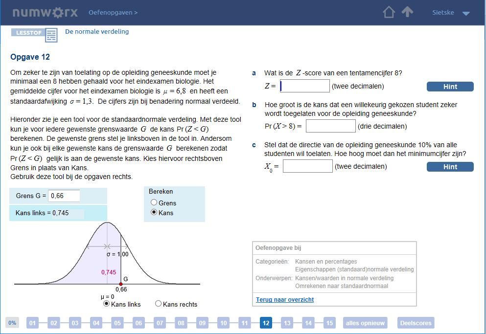 modules en om vervolgens het werk van de studenten op deze opgaven te gebruiken voor het berekenen van een score per concept uit het domeinmodel.