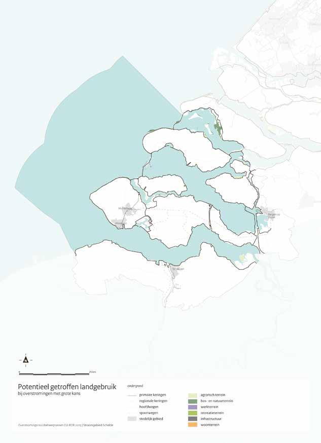 Kaart 5 Potentieel getroffen landgebruik bij overstromingen met