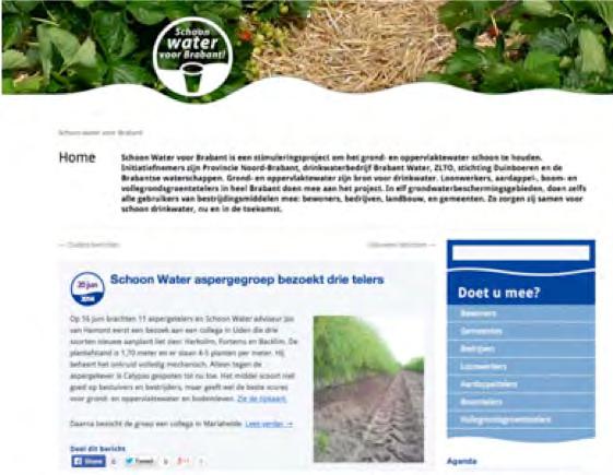 6. Communicatie Gerichte communicatie is van groot belang voor Schoon Water voor Brabant. Het toont de successen en biedt algemene informatie over het project.