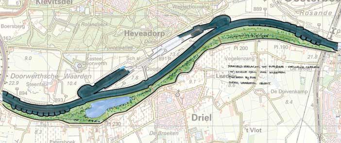 Drielsche uiterwaarden R1-1 De Drielsche uiterwaarden is een smalle langgerekte uiterwaard op de linkeroever van de Neder-Rijn.