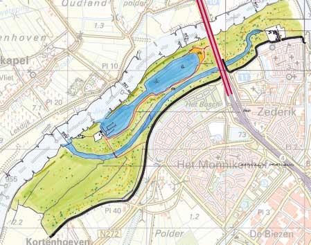 In Polder de Eendragt wordt dit landschapsbeeld af en toe onderbroken door natuurelementen. Verder liggen in deze uiterwaard twee campings en een jachthaven.