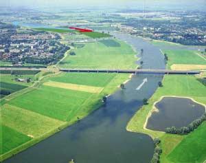 De uiterwaard naast de strang wordt verlaagd en beheerd als natuurlijk grasland.