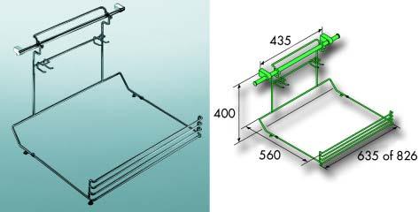 mm, wandbevestiging en eindkappen 050003 chroom 635 mm