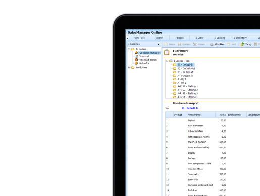 17 Voorraadbeheer In SalesManager kan de gehele voorraad inzichtelijk gemaakt worden.