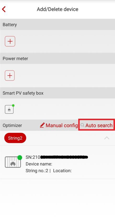 Aan de safetybox toevoegen en optimizers Stap 18: Druk op Add/Delete device Stap 19: Voeg hier het apparat toe dat u heeft aangesloten.