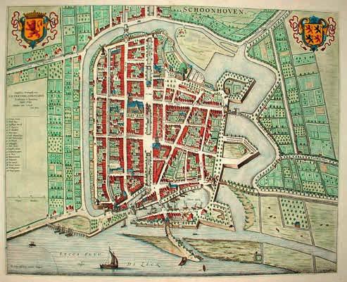 Historische plattegrond van Schoonhoven uit 1649.