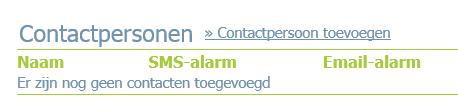3.2 CONTACTPERSONEN Contactpersonen zijn de personen die berichten kunnen ontvangen vanuit de Mobeye Internet Portal. Dit kunnen alarmberichten of status berichten zijn.
