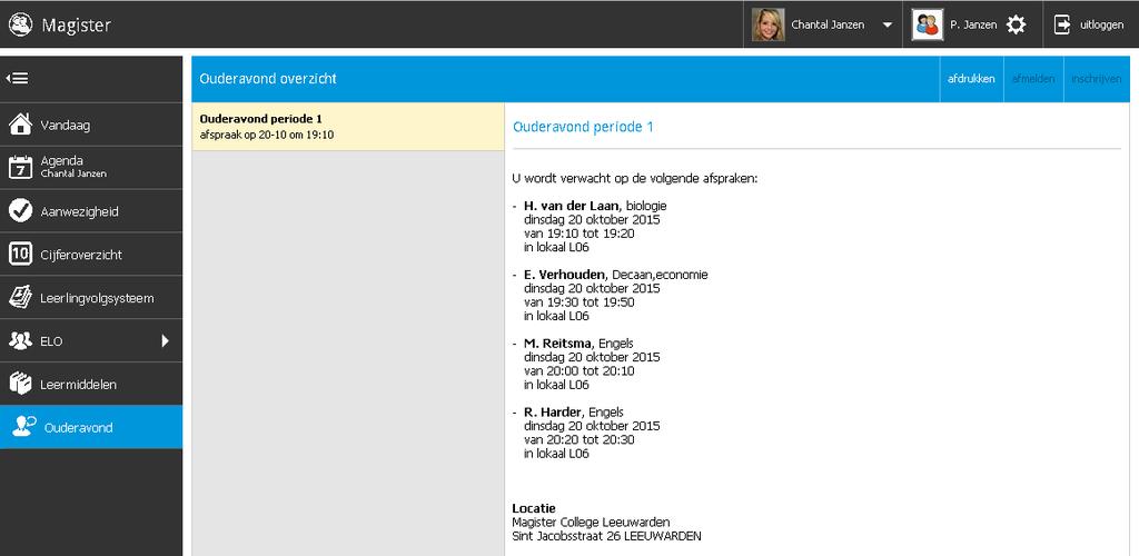 Nadat het rooster is gemaakt, zal de school hier bericht over geven.