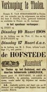 14. 1.87.20 ha bouw- en weiland, watergang, Sectie I nr. 465, 466, 467bis, naast vorige; 15. 1.83.20 ha bouwland, watergang, vroon, Sectie G nr. 593, 594, 595, 592bis, naast volgende; 16. 1.56.