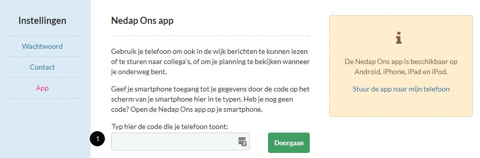 Vul de code in die op de telefoon zichtbaar is (1) en klik op doorgaan.