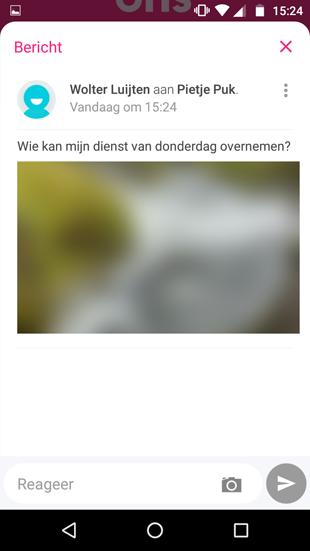 Foto's bekijken De ontvanger ziet de foto geblurred (vaag) met de reden zoals in de inleiding is