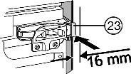 Bij 19 mm dikke meubelwanden = u Zorg ervoor dat de scharnieren vooraan vlak liggen met de zijwand van het meubel. Fig. 13 Fig. 14 Fig. 15 Fig.