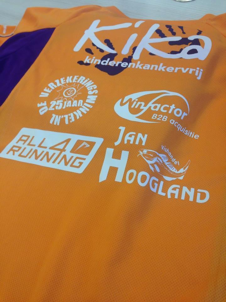 Shirtsponsoring Vraag bedrijven jou te sponsoren voor jouw deelname aan Run for KiKa Marathon.