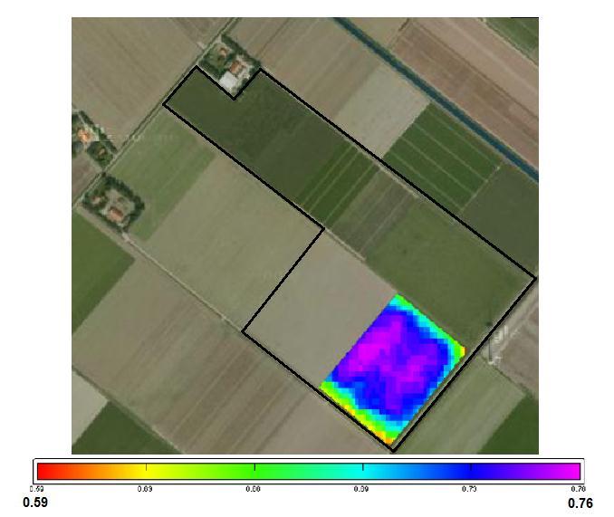 In figuur 9 is de NDVI kaart van het aardappelperceel Q28 weergegeven.