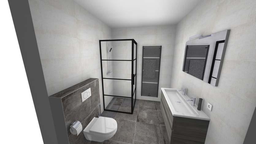Badkamer-Toilet opstelling Bouwnummer 12, 14, 16, 17 (13, 18 gespiegeld) luxe Zwart in de badkamer is een trend. Wordt het daardoor te donker, vraagt u?