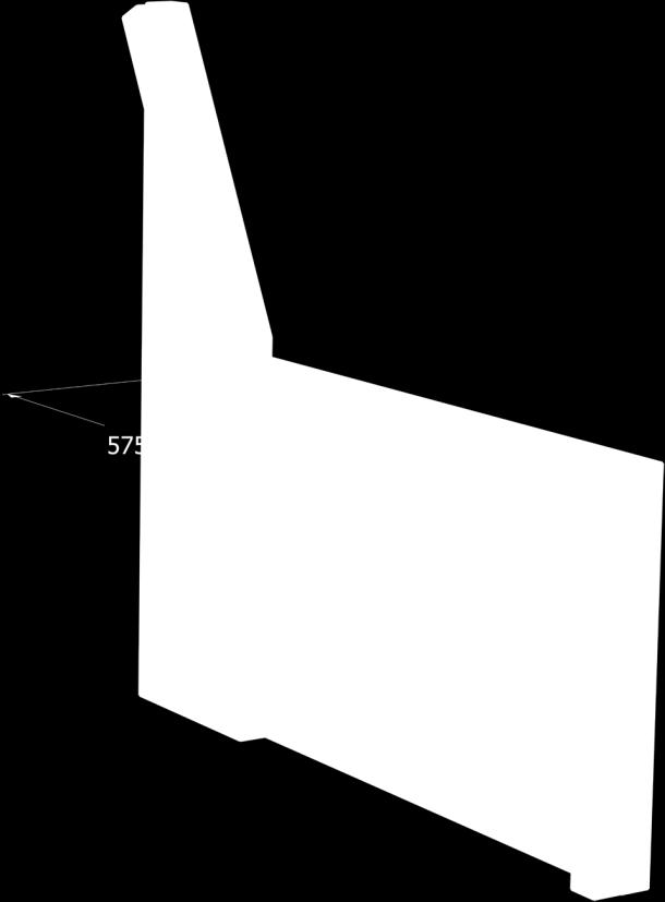 Neem 1 deel van 77cm en 43,2cm bij 20cm en 3,2cm (schuine punt) en schroef het vast op de rechthoek, waarbij u de voorkant op een afstand van 57,5cm houdt van de rechterzijde van de rechthoek.