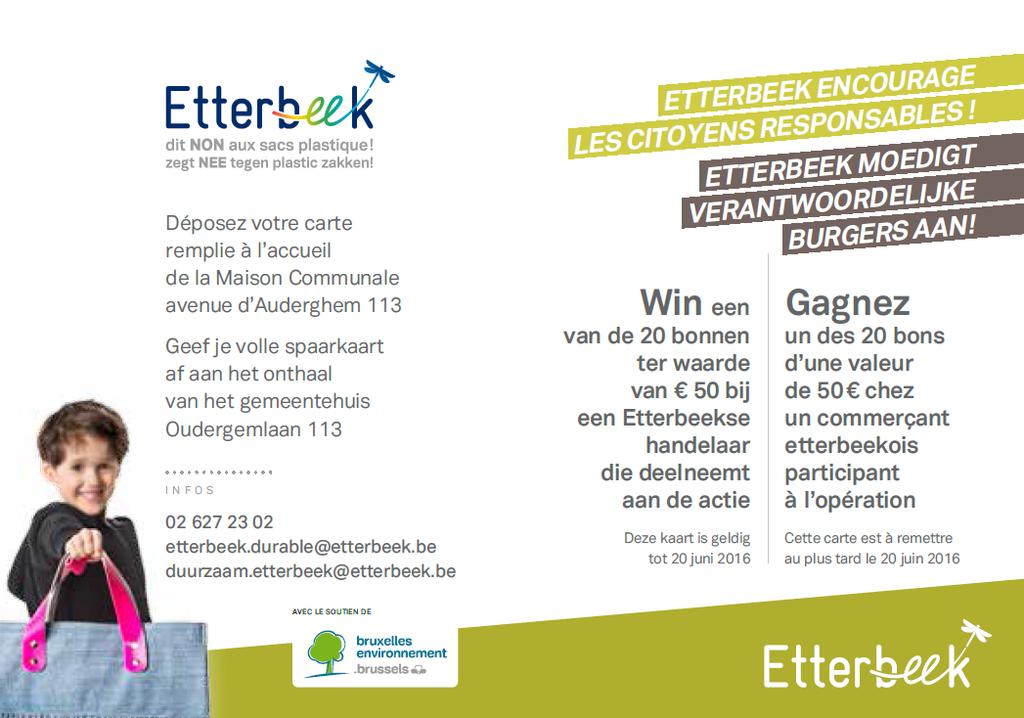 Sensibiliseringscampagne "Etterbeek zegt NEE tegen plastic zakken" Taken van de handelaars (zo